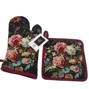 Metropolitan Museum of Art Oven Mitt and Potholder Peeters Floral Black NWOT